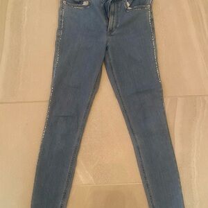 Express women’s ankle legging blue Jean with rhinestones